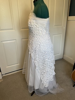 Side view of wedding gown lace